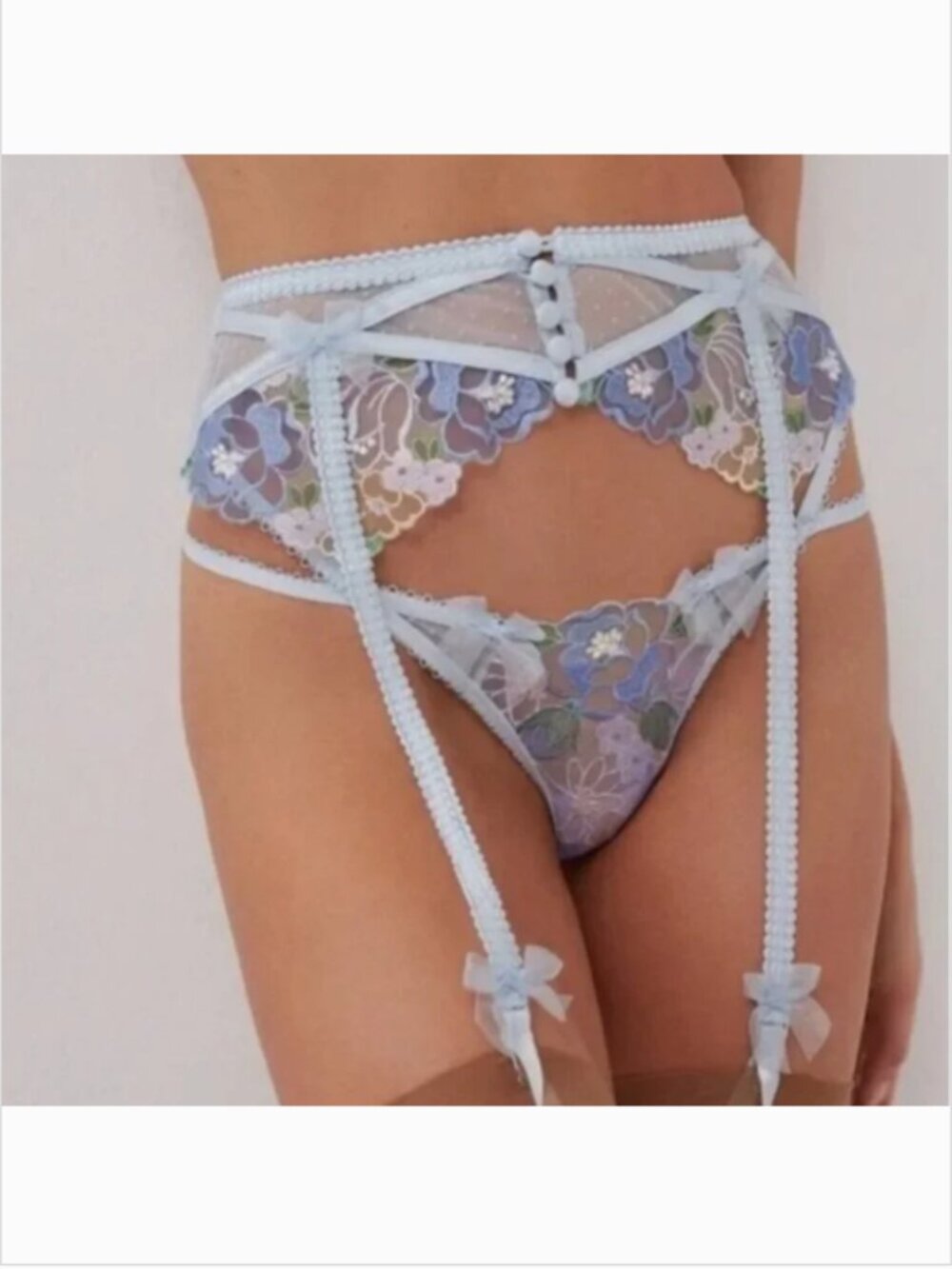 For Love and Lemons Blue Floral Luella Garter Size Small NWT